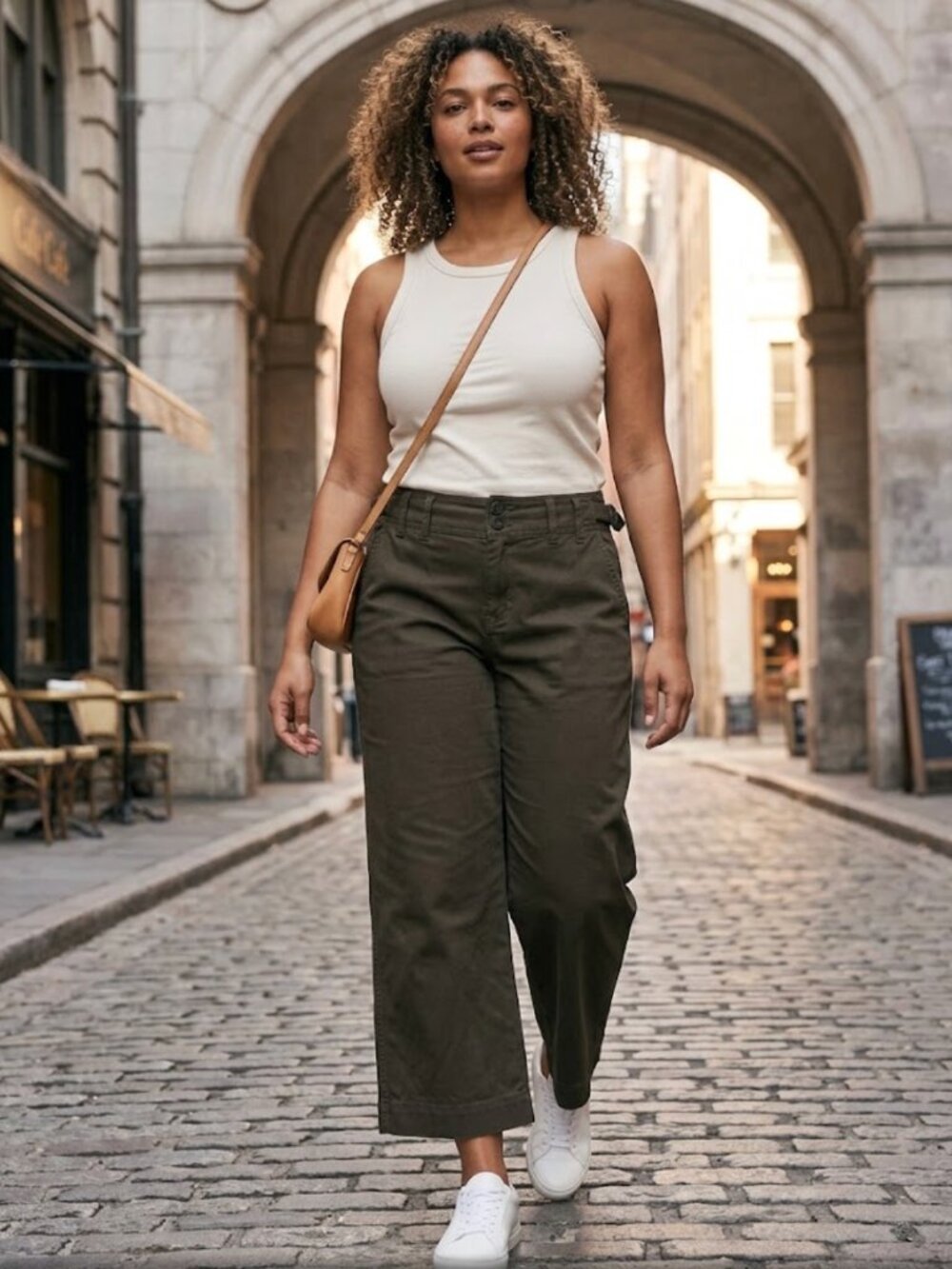 Liverpool Los Angeles Oregano Green Wide Leg Crop Utility Pants Size 8/29